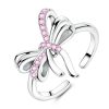 bague noeud papillon rose