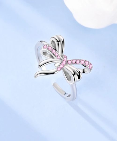 bague noeud papillon rose 3