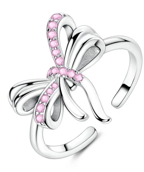 bague noeud papillon rose