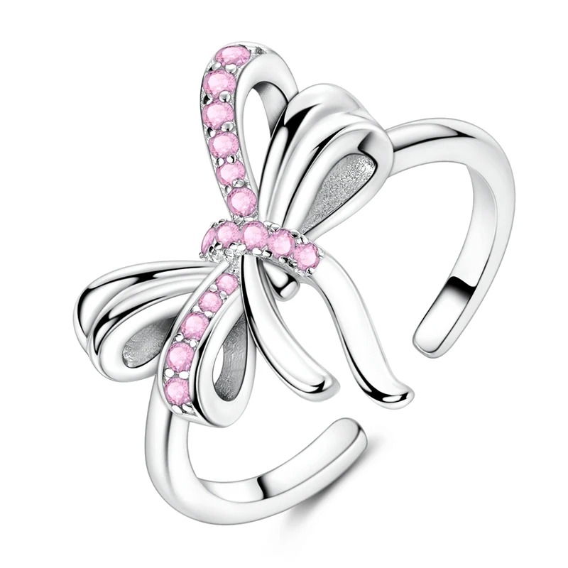 bague noeud papillon rose