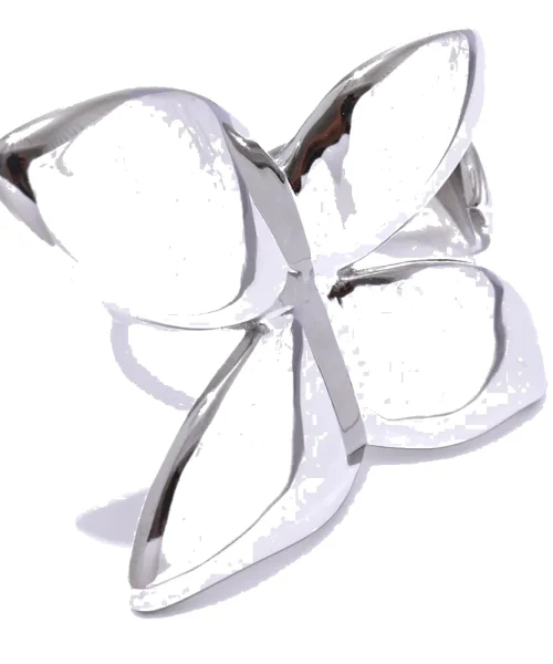 bague papillon couleur or blanc en acier inoxydable poli miroir
