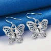 Boucles d'oreilles papillon ajourées en argent 925 sur crochet