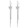 Boucles d'oreilles papillon longues en argent 925, papillon ciselé et chaînettes en cascade
