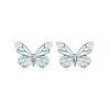 Boucles d'oreilles papillon phosphorescentes, papillons bleu glacier aux nervures argentées