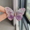 Broche Papillon Brodée violet, ailes brodées et corps doré