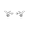 Clous d oreilles papillon zircon, finition argente blanc, argent 925 a fermoir visse