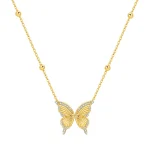 Collier Papillon Ailes Serties