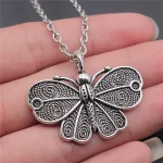 Collier Papillon Argent Antique