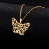 Collier Papillon Filigrane doré, pendentif filigrane ajouré en arabesques en acier inoxydable