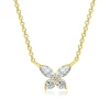 Collier papillon marquise plaqué or, deux zircons navette et deux zircons ronds