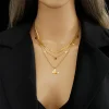 Collier papillon multirang doré en acier inoxydable, trois rangs superposés à papillons