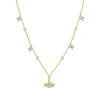 Collier papillon perlé en argent doré, chaîne à billes et motifs de zircon