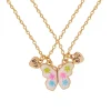 Colliers BFF papillon, duo demi-papillon blanc paillete et coeurs Best Friends dores