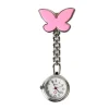 Montre d'infirmière papillon à broche clip, cadran lisible, rose