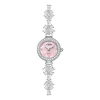 Montre papillon bijou femme, bracelet en cristaux et cadran nacré rose