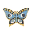 Pin's papillon céleste bleu ciel en émail, lunes et étoiles dorées