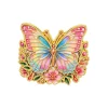 Pin's papillon fleuri arc-en-ciel, papillon en émail sur couronne de fleurs dorée