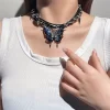 Ras de cou papillon gothique, choker à papillon irisé, pointes et chaîne